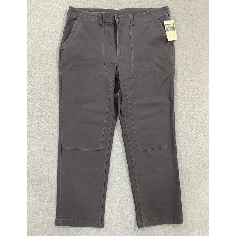 Duluth Flex Fire Hose Double Knee Mens 40x32 Relaxed Fit Gray Utility Work Pants